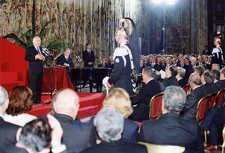 Intervento del Presidente della Repubblica Oscar Luigi Scalfaro alla cerimonia di consegna delle "Stelle al merito del lavoro" ai nuovi Maestri del lavoro del Lazio e dell'Umbria