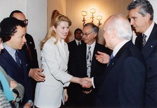 Intervento del Presidente della Repubblica Oscar Luigi Scalfaro alla proiezione del film "Paisà" di Roberto Rossellini