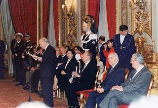 Il Presidente della Repubblica Oscar Luigi Scalfaro riceve il comitato d'onore, la giuria e i candidati ai Premi David di Donatello per il 1995