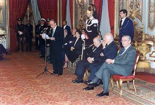 Il Presidente della Repubblica Oscar Luigi Scalfaro riceve il comitato d'onore, la giuria e i candidati ai Premi David di Donatello per il 1995