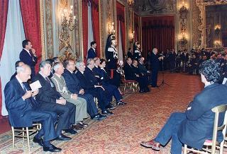 Il Presidente della Repubblica Oscar Luigi Scalfaro riceve il comitato d'onore, la giuria e i candidati ai Premi David di Donatello per il 1995