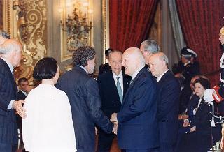 Il Presidente della Repubblica Oscar Luigi Scalfaro riceve il comitato d'onore, la giuria e i candidati ai Premi David di Donatello per il 1995