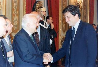 Il Presidente della Repubblica Oscar Luigi Scalfaro riceve il comitato d'onore, la giuria e i candidati ai Premi David di Donatello per il 1995