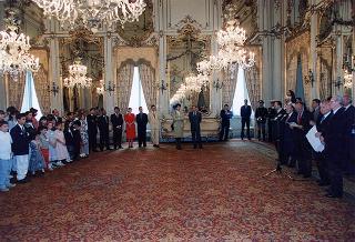 Incontro del Presidente della Repubblica Oscar Luigi Scalfaro con l'on. prof. Adriano Ossicini, ministro per la famiglia e la solidarietà sociale, e con una delegazione di promotori e vincitori del Concorso nazionale "Un racconto e un'immagine per l'ambiente"