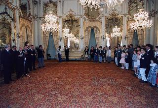 Incontro del Presidente della Repubblica Oscar Luigi Scalfaro con l'on. prof. Adriano Ossicini, ministro per la famiglia e la solidarietà sociale, e con una delegazione di promotori e vincitori del Concorso nazionale "Un racconto e un'immagine per l'ambiente"