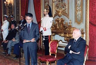 Il Presidente della Repubblica Oscar Luigi Scalfaro riceve in udienza il prof. Marcello Panettoni, presidente dell'Unione delle Province d'Italia, con i presidenti neo-eletti delle Province