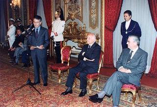Il Presidente della Repubblica Oscar Luigi Scalfaro riceve in udienza il prof. Marcello Panettoni, presidente dell'Unione delle Province d'Italia, con i presidenti neo-eletti delle Province