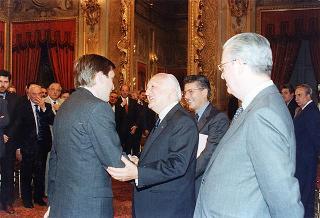 Il Presidente della Repubblica Oscar Luigi Scalfaro riceve in udienza il prof. Marcello Panettoni, presidente dell'Unione delle Province d'Italia, con i presidenti neo-eletti delle Province
