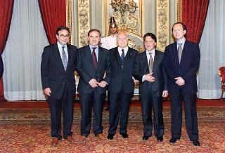 Il Presidente della Repubblica Oscar Luigi Scalfaro riceve in udienza il prof. Marcello Panettoni, presidente dell'Unione delle Province d'Italia, con i presidenti neo-eletti delle Province