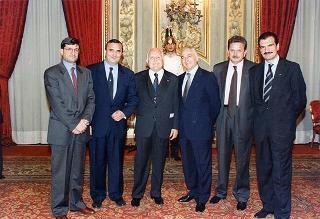 Il Presidente della Repubblica Oscar Luigi Scalfaro riceve in udienza il prof. Marcello Panettoni, presidente dell'Unione delle Province d'Italia, con i presidenti neo-eletti delle Province