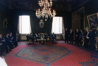 Il Presidente della Repubblica Oscar Luigi Scalfaro riceve in udienza il Cavaliere del lavoro Pier Carlo Marengo, presidente della Servizi Interbancari S.p.a., con il Consiglio di amministrazione