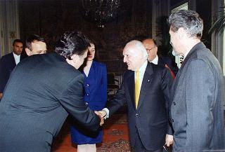 Incontro del Presidente della Repubblica Oscar Luigi Scalfaro con il prof. Emil Constantinescu, presidente della Convenzione Democratica della Romania e rettore dell'Università di Bucarest