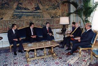 Incontro del Presidente della Repubblica Oscar Luigi Scalfaro con il prof. Emil Constantinescu, presidente della Convenzione Democratica della Romania e rettore dell'Università di Bucarest