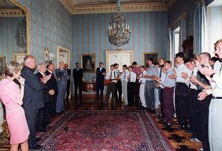 Colazione nei giardini del Quirinale offerta da Marianna Scalfaro ad un gruppo di giovani slovacchi