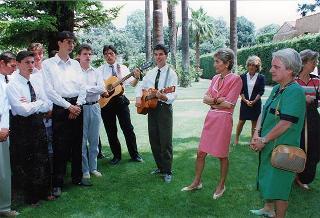 Colazione nei giardini del Quirinale offerta da Marianna Scalfaro ad un gruppo di giovani slovacchi