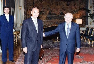 Incontro del Presidente della Repubblica Oscar Luigi Scalfaro con l'on. Enzo Ghigo, nuovo presidente della Giunta Regionale del Piemonte