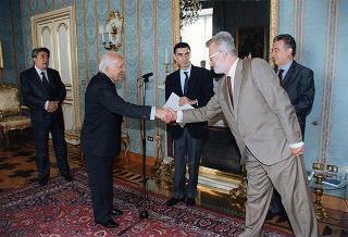 Il Presidente della Repubblica Oscar Luigi Scalfaro incontra l'ing. Giancarlo Lombardi, ministro della pubblica istruzione, con una delegazione del Contingente Italia della Federazione italiana dello scautismo
