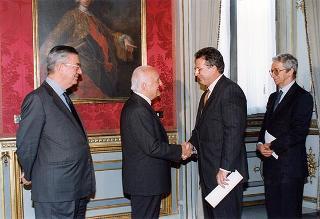 Il Presidente della Repubblica Oscar Luigi Scalfaro riceve Alessandra Guerra, presidente della Conferenza dei presidenti delle Regioni e delle Province Autonome, ed i componenti la Conferenza