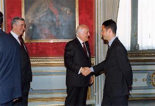 Il Presidente della Repubblica Oscar Luigi Scalfaro  com Enzo Iacopino, presidente dell'Associazione stampa parlamentare