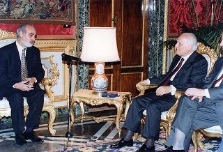 Il Presidente della Repubblica Oscar Luigi Scalfaro  com Enzo Iacopino, presidente dell'Associazione stampa parlamentare
