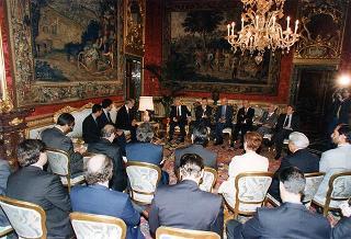 Il Presidente della Repubblica Oscar Luigi Scalfaro  com Enzo Iacopino, presidente dell'Associazione stampa parlamentare