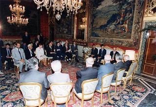 Il Presidente della Repubblica Oscar Luigi Scalfaro  com Enzo Iacopino, presidente dell'Associazione stampa parlamentare