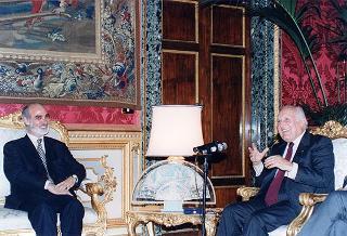 Il Presidente della Repubblica Oscar Luigi Scalfaro  com Enzo Iacopino, presidente dell'Associazione stampa parlamentare
