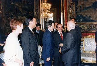 Il Presidente della Repubblica Oscar Luigi Scalfaro  com Enzo Iacopino, presidente dell'Associazione stampa parlamentare