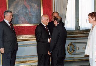 Il Presidente della Repubblica Oscar Luigi Scalfaro  com Enzo Iacopino, presidente dell'Associazione stampa parlamentare