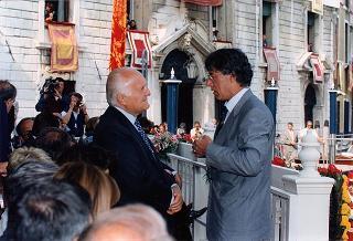 Intervento del Presidente della Repubblica a Venezia per assistere alla Regata Storica e alla proiezione del film "Par-dela les nuages", presentato nell'ambito della 52^ Mostra internazionale d'arte cinematografica