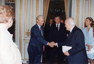 Il Presidente della Repubblica Oscar Luigi Scalfaro incontra Wulf-Mathies, commissario dell'Unione Europea per le politiche regionali