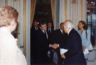 Il Presidente della Repubblica Oscar Luigi Scalfaro incontra Wulf-Mathies, commissario dell'Unione Europea per le politiche regionali
