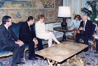 Il Presidente della Repubblica Oscar Luigi Scalfaro incontra Wulf-Mathies, commissario dell'Unione Europea per le politiche regionali