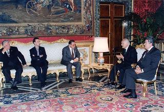 Il Presidente della Repubblica Oscar Luigi Scalfaro incontra Giuseppe Smaldone, presidente nazionale dell'Ente Teatro amatoriale italiano, con il Consiglio nazionale