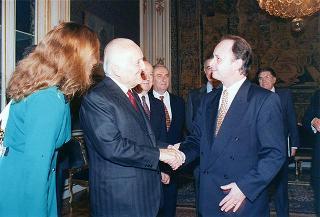 Incontro del Presidente della Repubblica Oscar Luigi Scalfaro con l'avv. Niklaus Kuchler Presidente del Senato della Confederazione Elvetica