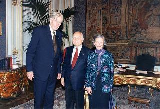Incontro del Presidente della Repubblica Oscar Luigi Scalfaro con il prof. John Kenneth Galbraith e prof. Stefano D'Anna