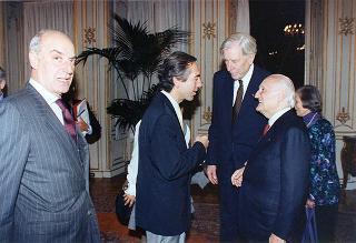 Incontro del Presidente della Repubblica Oscar Luigi Scalfaro con il prof. John Kenneth Galbraith e prof. Stefano D'Anna