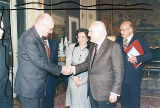 Incontro del Presidente della Repubblica Oscar Luigi Scalfaro con il prof. Wladyslaw Bartoszewski, ministro degli affari esteri della Repubblica di Polonia