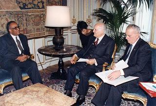 Incontro del Presidente della Repubblica Oscar Luigi Scalfaro con Salim Ahmed Salim, Segretario generale dell'Organizzazione dell'Unità Africana