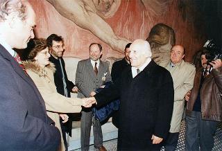 Visita del Presidente della Repubblica Oscar Luigi Scalfaro alla città di Firenze: visita ai lavori di restauro della Chiesa di S. Maria del Fiore e degli affreschi della Cupola del Brunelleschi