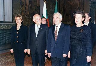 Incontro del Presidente della Repubblica Oscar Luigi Scalfaro con il Presidente della Repubblica di Bulgaria Jelev e signora Jelev. Successivo pranzo nel Belvedere al Torrino, al termine concerto eseguito dal Quartetto Santa Cecilia nella Sala degli specchi