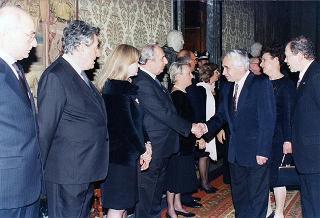 Incontro del Presidente della Repubblica Oscar Luigi Scalfaro con il Presidente della Repubblica di Bulgaria Jelev e signora Jelev. Successivo pranzo nel Belvedere al Torrino, al termine concerto eseguito dal Quartetto Santa Cecilia nella Sala degli specchi