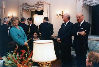 Incontro del Presidente della Repubblica Oscar Luigi Scalfaro con il Presidente della Repubblica di Bulgaria Jelev e signora Jelev. Successivo pranzo nel Belvedere al Torrino, al termine concerto eseguito dal Quartetto Santa Cecilia nella Sala degli specchi