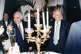 Incontro del Presidente della Repubblica Oscar Luigi Scalfaro con il Presidente della Repubblica di Bulgaria Jelev e signora Jelev. Successivo pranzo nel Belvedere al Torrino, al termine concerto eseguito dal Quartetto Santa Cecilia nella Sala degli specchi