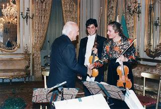 Incontro del Presidente della Repubblica Oscar Luigi Scalfaro con il Presidente della Repubblica di Bulgaria Jelev e signora Jelev. Successivo pranzo nel Belvedere al Torrino, al termine concerto eseguito dal Quartetto Santa Cecilia nella Sala degli specchi