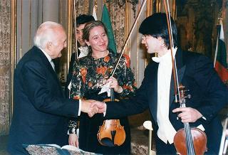 Incontro del Presidente della Repubblica Oscar Luigi Scalfaro con il Presidente della Repubblica di Bulgaria Jelev e signora Jelev. Successivo pranzo nel Belvedere al Torrino, al termine concerto eseguito dal Quartetto Santa Cecilia nella Sala degli specchi