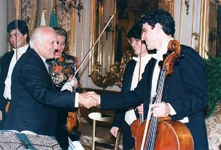 Incontro del Presidente della Repubblica Oscar Luigi Scalfaro con il Presidente della Repubblica di Bulgaria Jelev e signora Jelev. Successivo pranzo nel Belvedere al Torrino, al termine concerto eseguito dal Quartetto Santa Cecilia nella Sala degli specchi