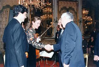 Incontro del Presidente della Repubblica Oscar Luigi Scalfaro con il Presidente della Repubblica di Bulgaria Jelev e signora Jelev. Successivo pranzo nel Belvedere al Torrino, al termine concerto eseguito dal Quartetto Santa Cecilia nella Sala degli specchi