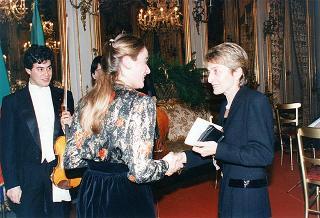 Incontro del Presidente della Repubblica Oscar Luigi Scalfaro con il Presidente della Repubblica di Bulgaria Jelev e signora Jelev. Successivo pranzo nel Belvedere al Torrino, al termine concerto eseguito dal Quartetto Santa Cecilia nella Sala degli specchi