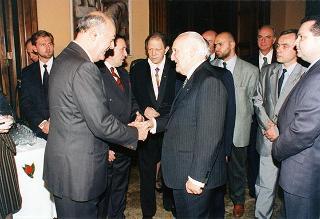 Intervento del Presidente della Repubblica al ricevimento di restituzione offerto dal Presidente della Repubblica di Bulgaria e signora Jelev presso l'Ambasciata della Repubblica di Bulgaria a Roma